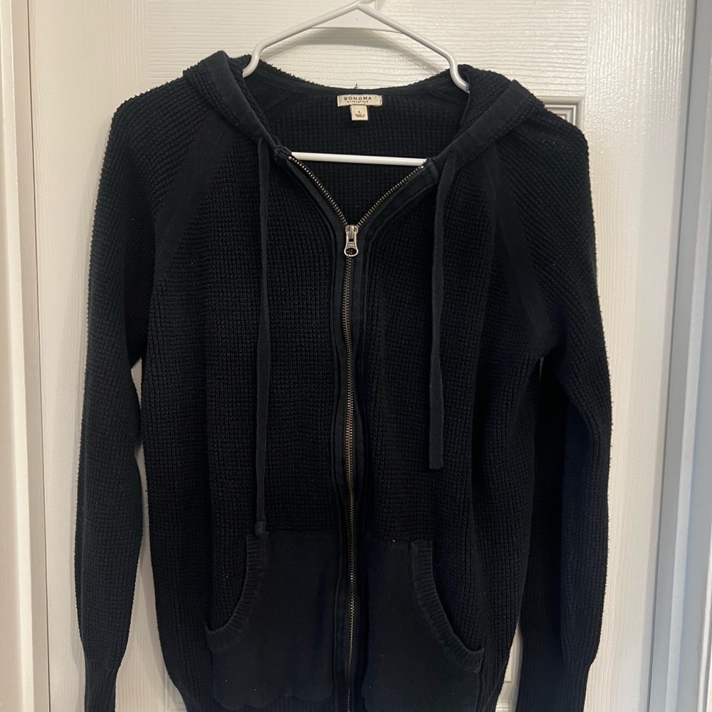 Sonoma Black Knit Zip-Up Hoodie